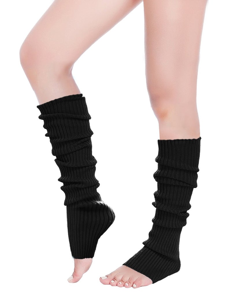 v28 Long Leg Warmer, Women's Men 80s Party Ribbed Knit Dance Sports (61Black) - Image 3